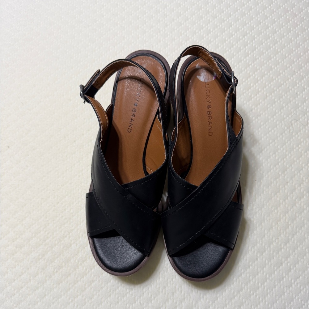 Lucky Brand Black Cross-Strap Sandals